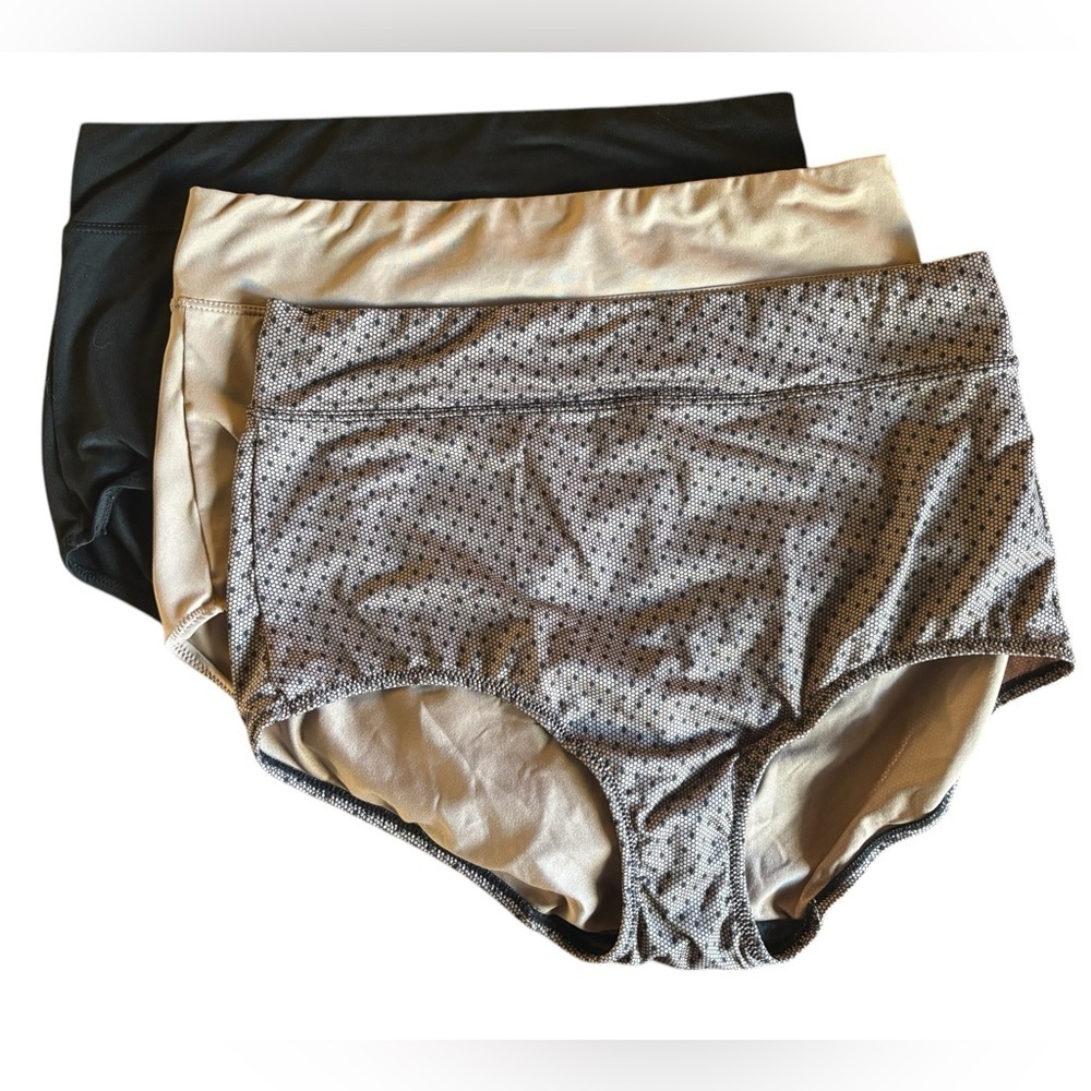 Warner's Black, Cream, & Polka Print High-Waist Panties Set